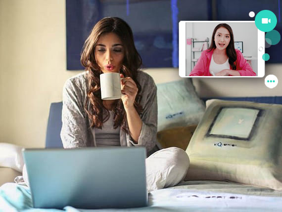 Women having online counselling